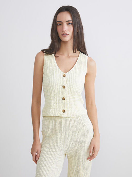 V Yaka Dokulu Kad?n Yelek