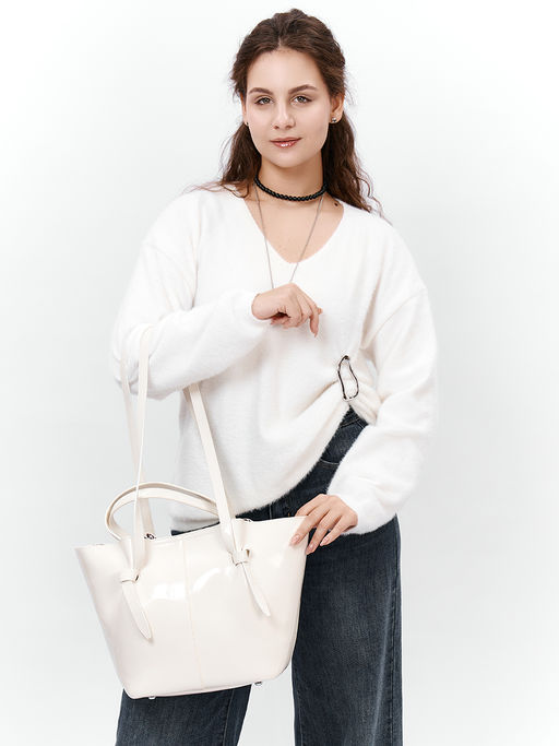 LACCOMA сумка Y2077-2-молочный натуральная кожа полиэстер фото 3