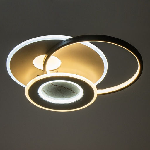 Люстра с ПДУ «Круги»LED 160 Вт чёрно-белый 50.5×46.5×6 см BayerLux