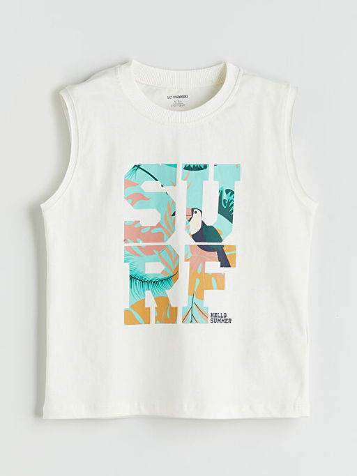 Bisiklet Yaka Bask?l? Erkek ?ocuk Atlet ve ?ort 2li