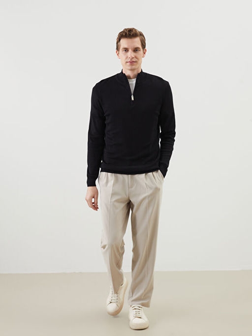 Dik Yaka Uzun Kollu Erkek Triko Kazak