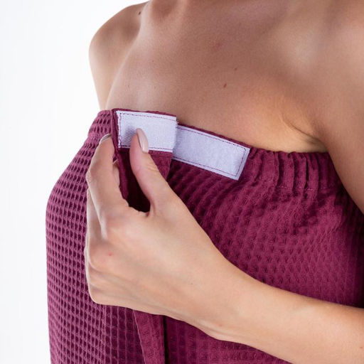 Полотенце банное Этель Парео с карманом 80*140 см. цв. темная сирень, 100% хл, вафля 240 г/м2  фото 2