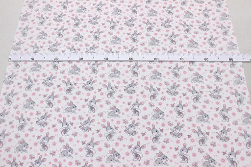 Фланель "Игривые зайчата", ш.0.95м, хлопок-100%, 170гр/м.кв