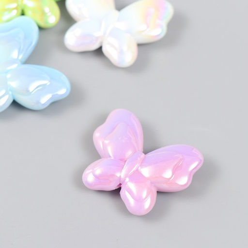 Цена за 4 шт. Бусина пластик для творчества Бабочка. Перламутр, 3.5 см, МИКС