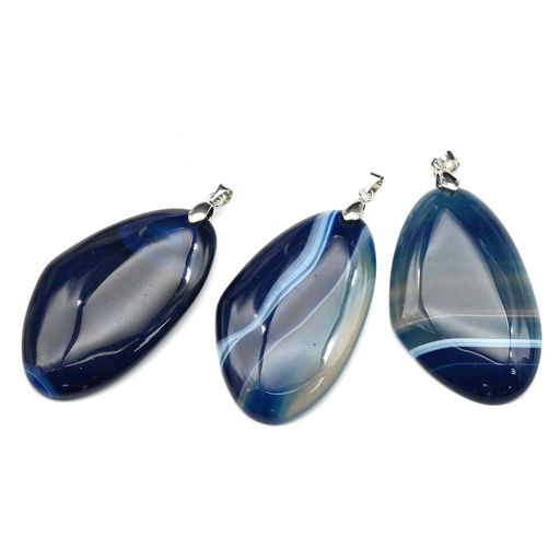 Подвеска из агата тонированного 30*50мм цв.синий