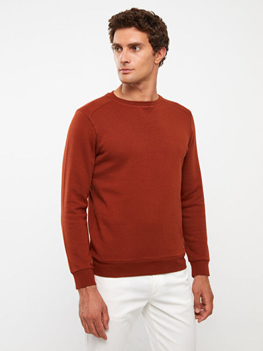 Bisiklet Yaka Uzun Kollu Erkek Kal?n Sweatshirt