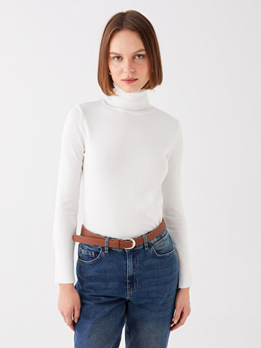 Bal?k?? Yaka D?z Uzun Kollu Kad?n Triko Kazak - Waikiki фото 2