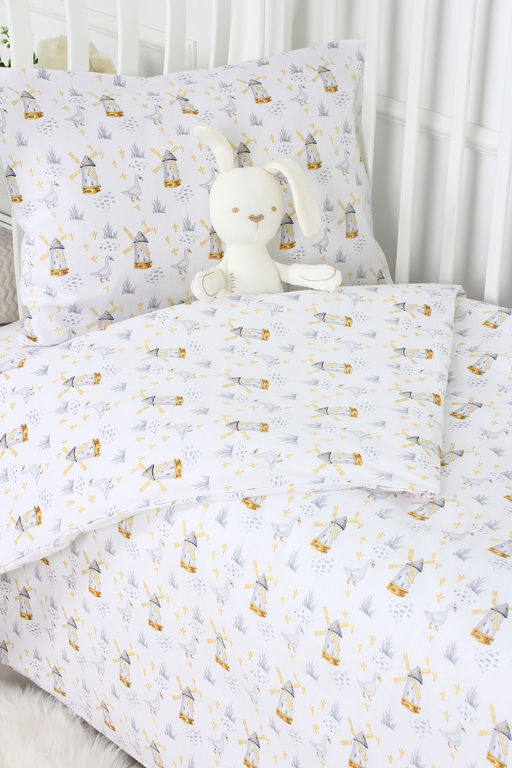 КПБ с простыней на резинке поплин арт. КПБП-ПР/гуси