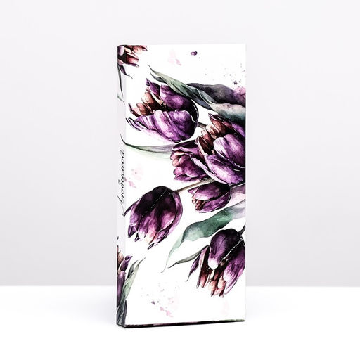 Цена за 5 шт. Подарочная коробка под плитку шоколада, с окном Акварель тюльпаны, 17?8?1.4 см