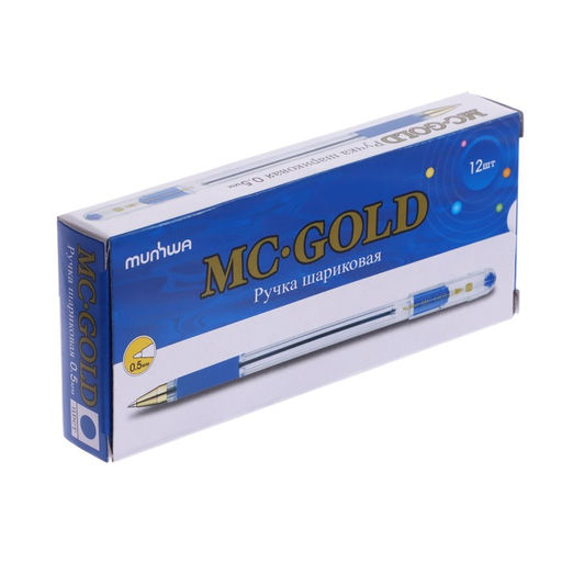 Цена за 12 шт. Ручка шариковая MunHwa. MC Gold, синий стержень, узел 0.5 мм