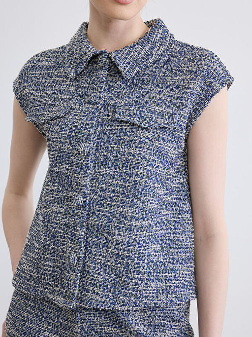 G?mlek Yaka Dokulu Kad?n Yelek