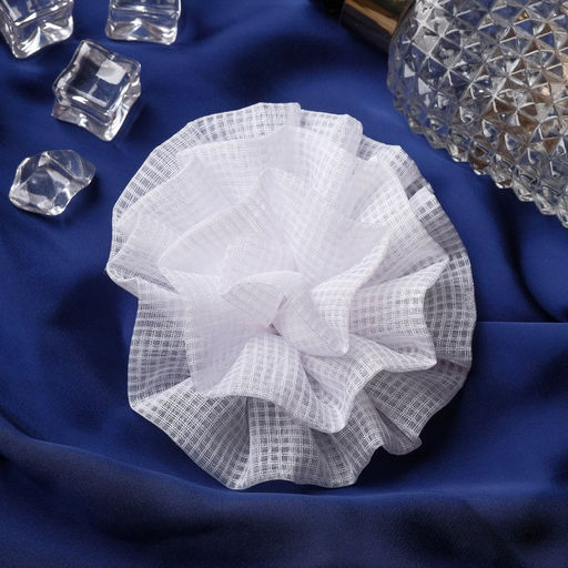 Цена за 6 шт. Бант для волос на резинке «Школьница», волнушка клетка, d=9 см, белый