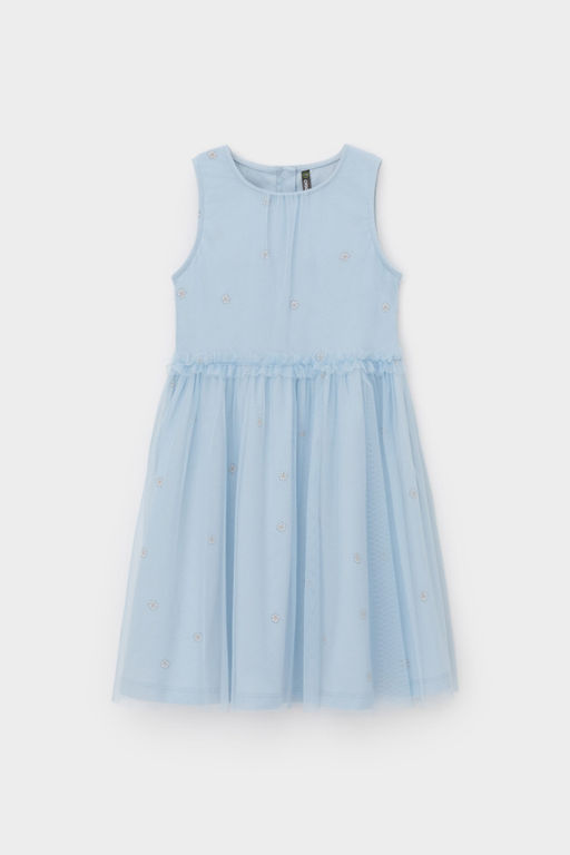 КР 5734-1/голубой,любимые ромашки к563 платье