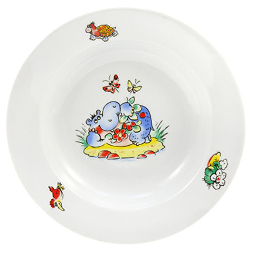 Набор посуды фарфоровый Зоопарк 3 предмета: кружка 210мл, тарелка мелкая д200мм, тарелка глубокая д200мм, форма Русское поле (Россия) - Домашняя мода фото 2
