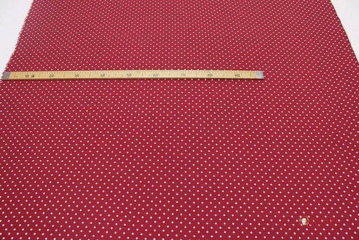 Муслин двухслойный с эф.жатости Горох на бордово-красном, ш.1.4м, хлопок-100%, 120гр/м.кв - Купава фото 3