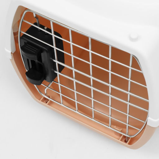 Переноска для животныхпластиковая с металлической дверью 47х32,5х30 см, вес до 9 кг, персиковая 93 - Пижон фото 8