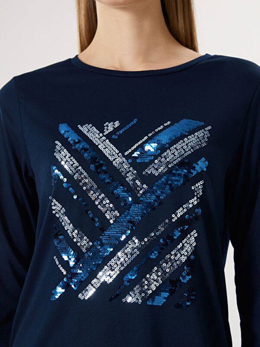 Bisiklet Yaka Pul ??lemeli Kad?n Bluz