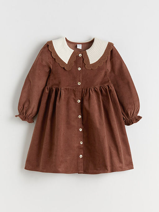 Bebe Yaka K?z ?ocuk Kadife Elbise