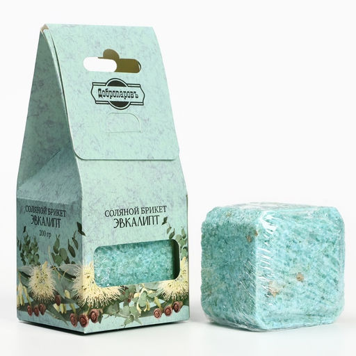 Соляной брикет куб «Эвкалипт» 200 г «Добропаровъ»