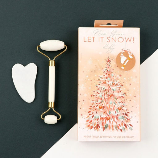 Набор: роликовый массажер и скребок гуаша Let it snow!, кальцит и серпентин - Art beauty фото 2
