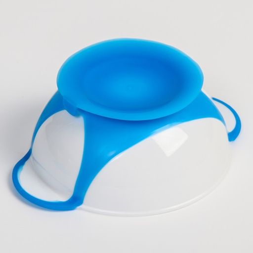 Набор для кормления: миска на присоске 340 мл., с крышкой, термоложка, цвет синий - Крошка я фото 5