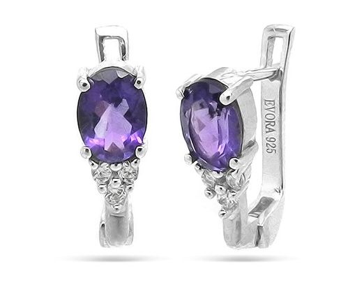 Серьги, аметист, Горошина