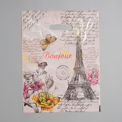 Цена за 50 шт. Пакет «Елисейские поля», полиэтиленовый с вырубной ручкой, 35 мкм, 30×40 см