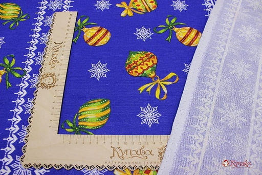Рогожка Рождественская сказка цв.васильковый, ш.1.5м, хлопок-100%, 160гр/м.кв - Купава фото 3