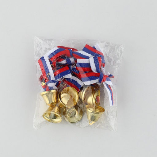 Цена за 10 шт. Колокольчик на булавке с бантом на выпускной, триколор, d = 2,6 см