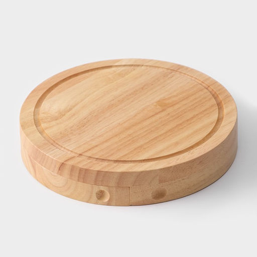 Набор для подачи сыра Magistro, 4 ножа, доска, 19.5×19.5×3.5 см, дуб