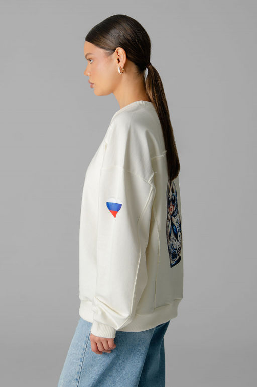 Арт. 15124 Свитшот женский Матрешка оверсайз 44-50 (4 шт) Цвет:молочный - Калинка фото 13