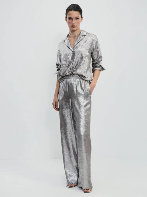 Прямые брюки из блестящей ткани / Zarina