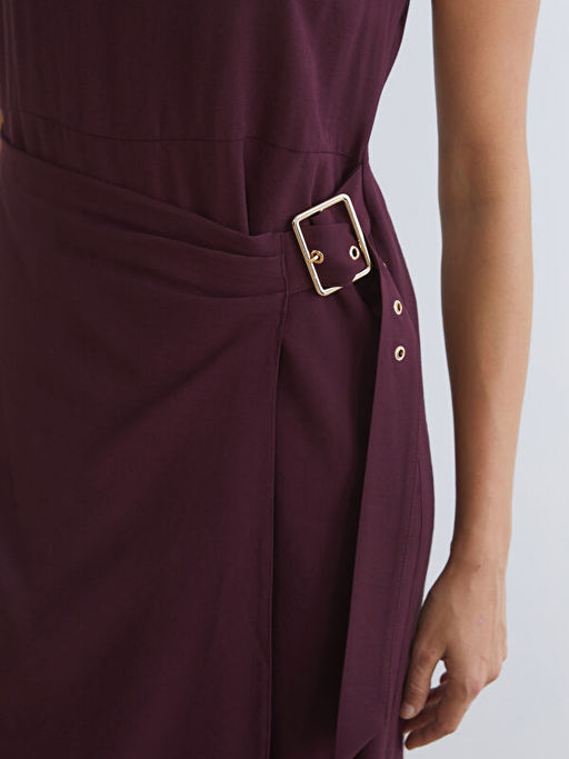 Bisiklet Yaka Krep Belden Oturtmal? Elbise