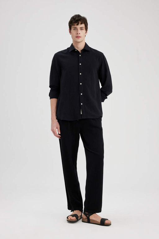 Вискозные брюки прямого кроя стандартного кроя - Defacto фото 2