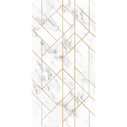 Цена за 12 шт. Стеновая панель ПВХ «Талия, 773», 2600×250 мм, цвет белый мрамор/золотой