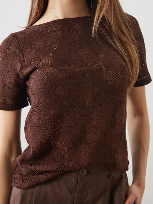 Bisiklet Yaka Dantelli Bluz