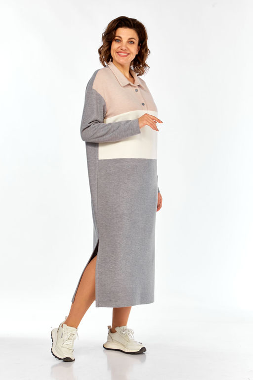 Платье BAGIRA ANTA 1075 серый+пудра+молоко фото 4