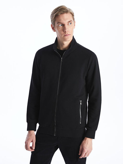 Dik Yaka Uzun Kollu Erkek Fermuarl? Sweatshirt