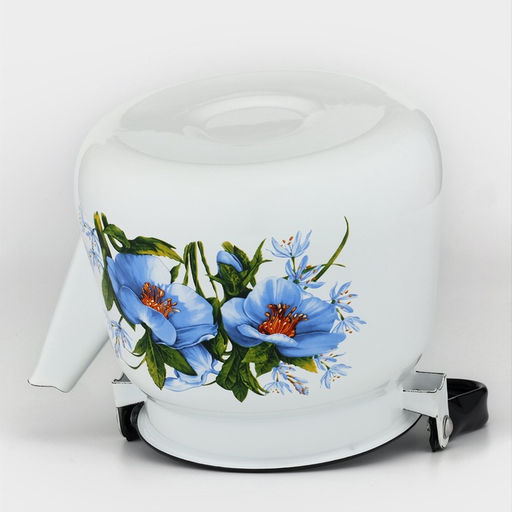 Чайник Цветы синие, 3.5 л, эмалированная сталь, белый