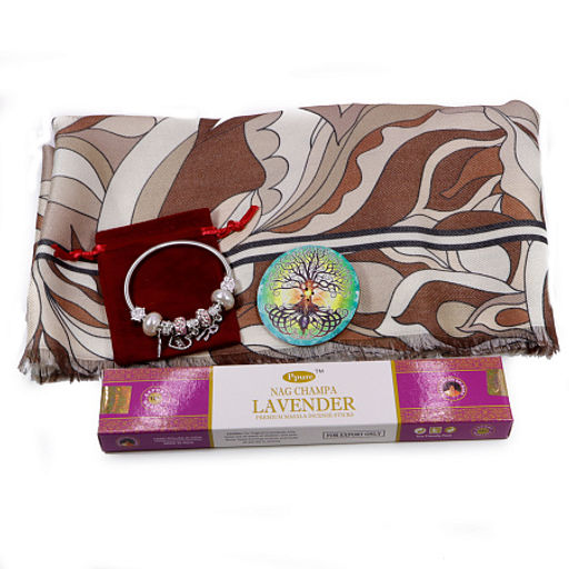 Набор для любимых женщин Шарф, браслет в мешочке, благовоние, подставка