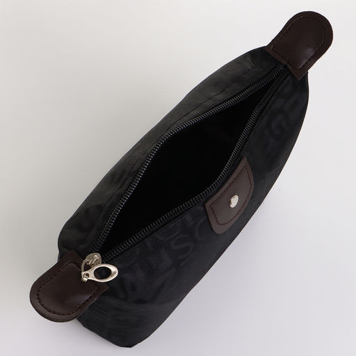 Цена за 2 шт. Косметичка на молнии простая, маленькая, с рисунком Надписи, чёрная - Simaland фото 3