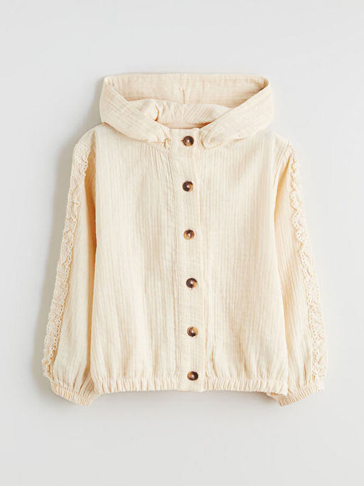 Kap??onlu Dantel Detayl? K?z ?ocuk Ceket