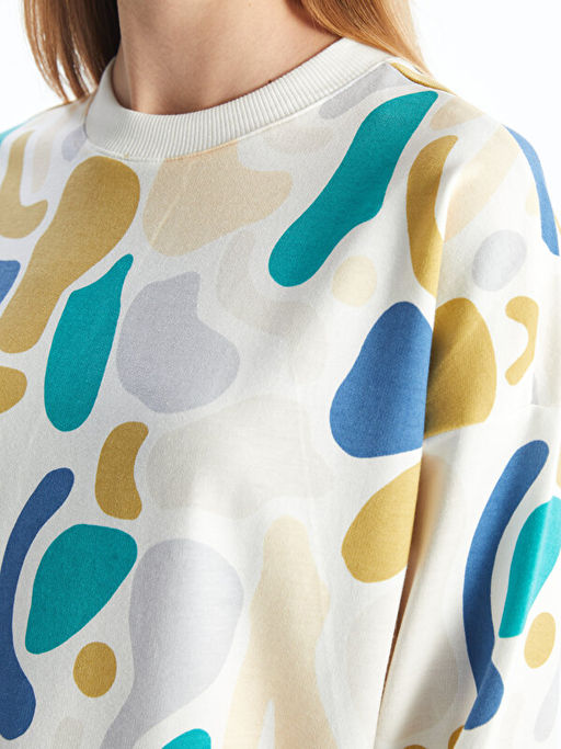 Bisiklet Yaka Desenli Kad?n Sweatshirt Tunik