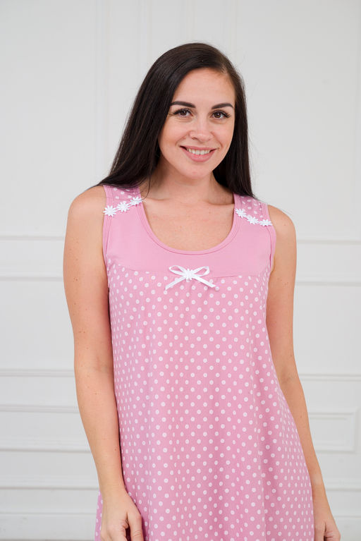 Ночная сорочка из кулирки Василиса горох на лиловом - Амадэль фото 2