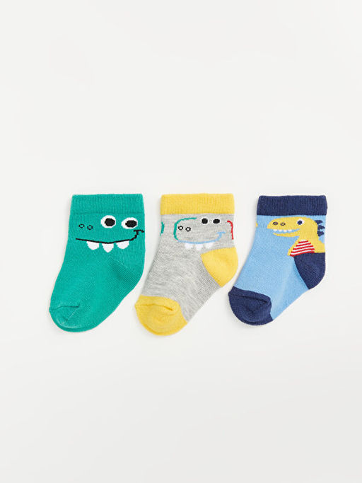 Bask?l? Erkek Bebek Soket ?orap 3l? - Waikiki фото 2