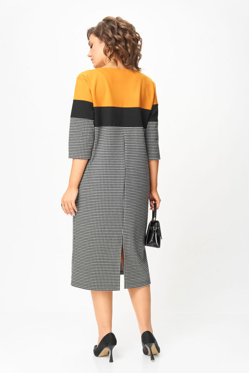 Платье Michel Chic 2188 гусиная лапка, горчица  фото 5