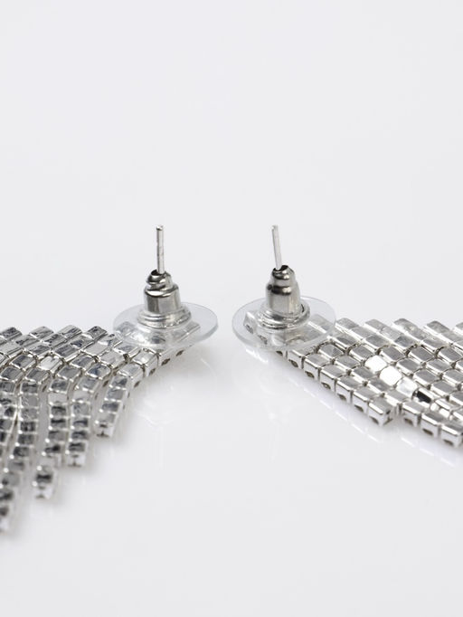 Серьги висячие со стразами Вечное сияние крылья, белые в серебре - Qf фото 2