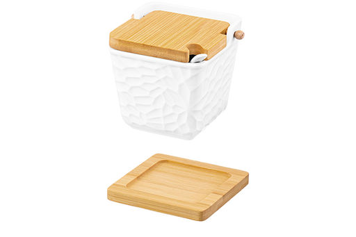 Банка для сыпучих продуктов 300 мл 10,5*9,5*10 см Витраж +ложка+ откид. бамб.крыш.+дер.под - Elan gallery фото 10