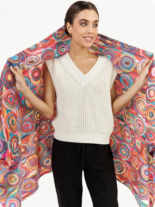 Большой, мягкий, тонкий и очень нежный двусторонний палантин с рисунком. - Tantino фото 6