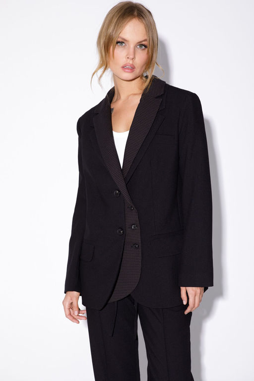 Жакет Pirs 5502 черный + бежевая клетка  фото 2